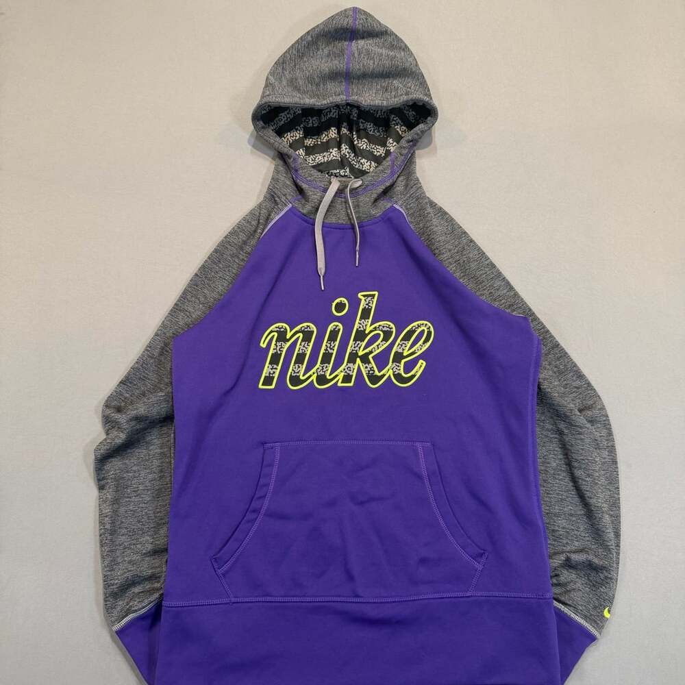 Nike Therma-Fit Hoodie Size M Purple Gray Green